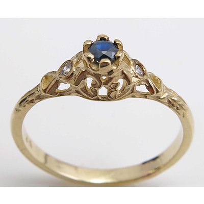 9ct Gold Sapphire & Diamond Ring