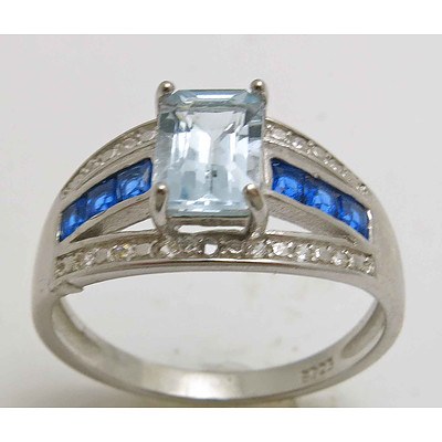 Sterling Silver Topaz & Synthetic Sapphire Ring