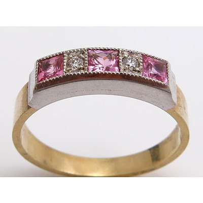 9ct Yellow & White Gold Pink Sapphire Ring