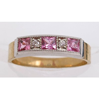 9ct Yellow & White Gold Pink Sapphire Ring