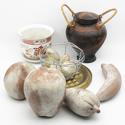Philippine Rice Basket, Ceramic Fruit, Trough Vase, Johnson Bros English Tea Set and More