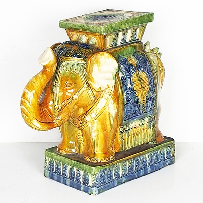 Chinese Sancai Glazed Ceramic Garden Elephant