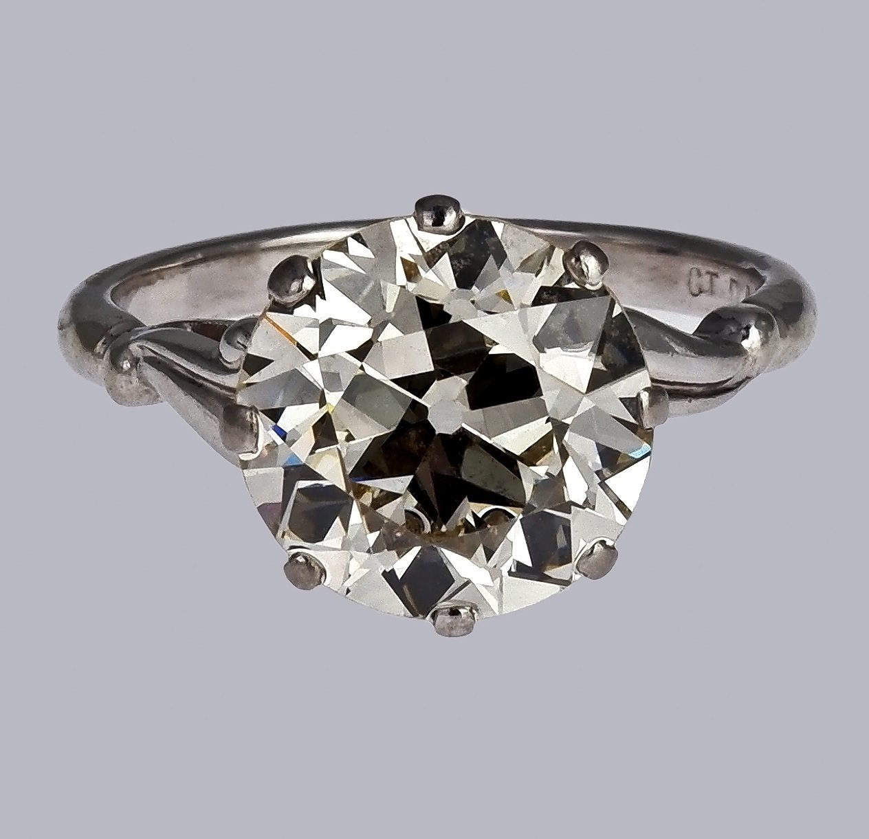 'An Exceptional 18ct Palladium White Gold and 3.10ct Old European Cut Diamond Solitaire Ring'
