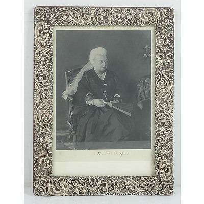 Sterling Silver Framed Signed Photograph of Queen Victoria Presented by Her Majesty to Rev RCM Webster Dublin 1900