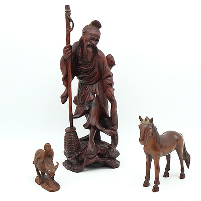 Three Chinese Wood Carvings