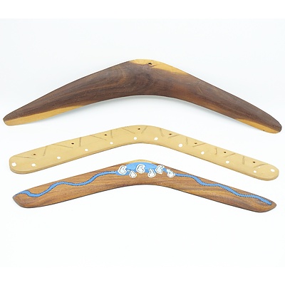 Group of Aboriginal Crafts including Three Boomerangs