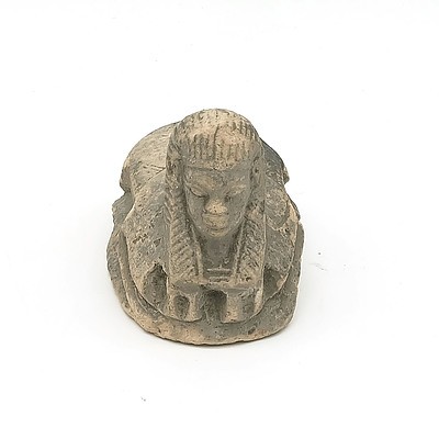 Egyptian Carved Stone Scarab Sphinx with Hieroglyphs, 'Grand Tour' Period Early 20th Century
