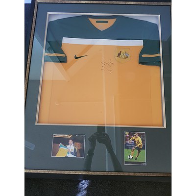 Carl Valeri - Canberra born and bred Soccer star - signed and framed Australian Socceroos jersey.