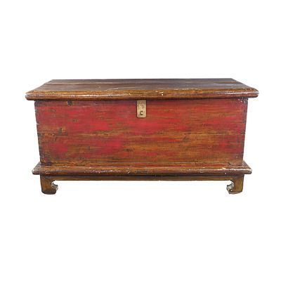 Asian Lacquered Pine Blanket Chest, Late 20th Century