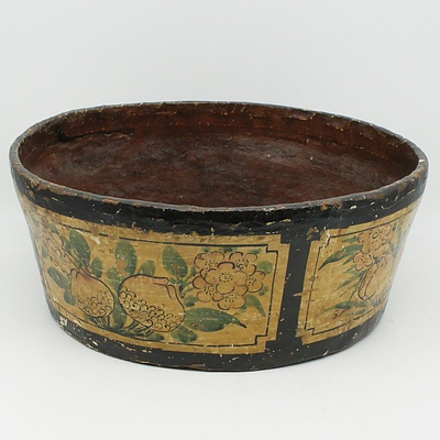 Chinese Lacquer Decorated Wooden Pale, Modern