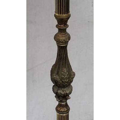 Ornate Vintage Cast Metal and Onyx Mounted Floor Lamp