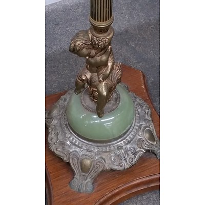 Ornate Vintage Cast Metal and Onyx Mounted Floor Lamp