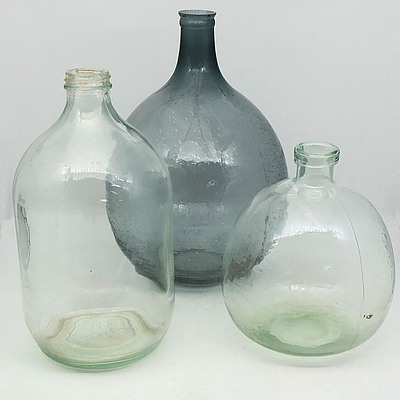 Three Large Glass Vases