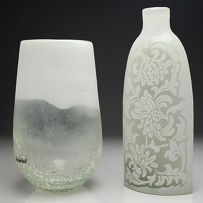 Lot of Four Assorted Frosted Glass Art Vases