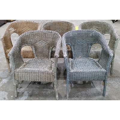 Wicker Outdoor Chairs - Lot of Five