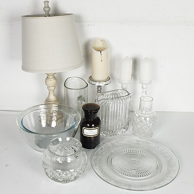 Mixed Lot of Indoor and Outdoor Homewares Including Cut Glass Items, Kitchenware, Garden Ornaments and More