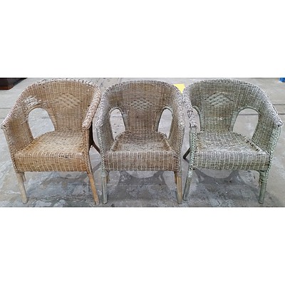 Wicker Outdoor Chairs - Lot of Five