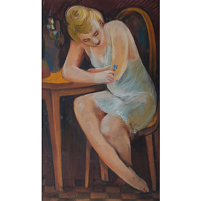 Bill Coleman (1922-93) Woman with Cornflower Pastel