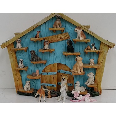 Dog House Ornament With 21 Dog Figurines