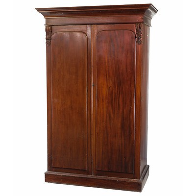 Australian Cedar Wardrobe of Small Proportions with Arched Panel Doors Circa 1880, Ex Gidleigh Homestead Bungendore NSW