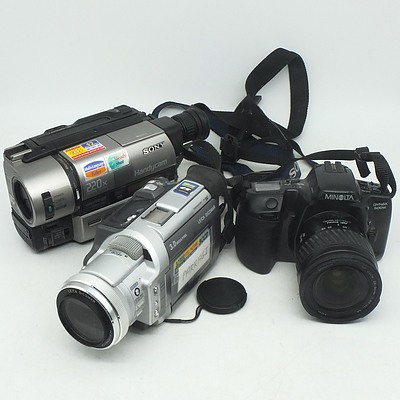 A Group of Camcorders and a Film Camera