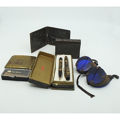 English Onoto Pen and Automatic Pencil, Two Smokers Tips and Three Cigarette Cases
