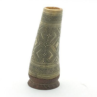 South East Asian Engraved Bone Stem Vase