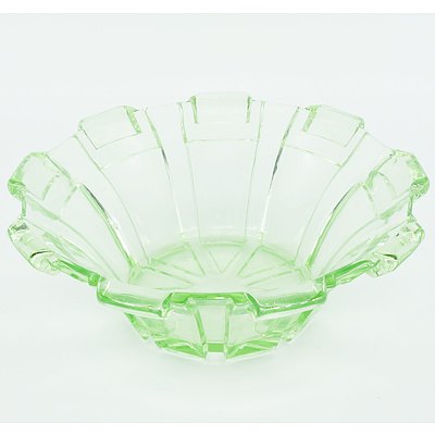 Green Art Deco Glass Bowl