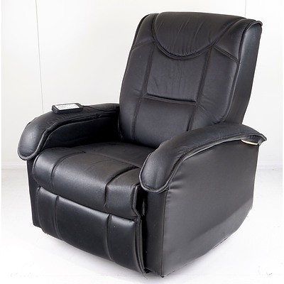 Black Faux Leather Massage Reclining Armchair