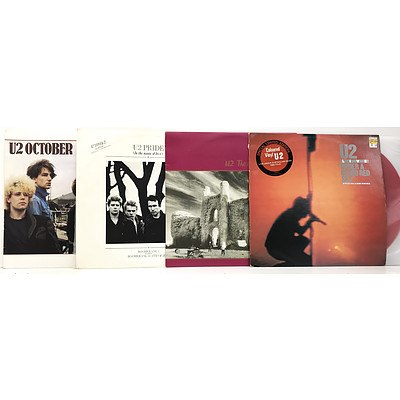 Four 12 inch U2 Vinyl Records