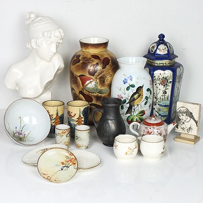 Miscellaneous Group Including Art Nouveau Style Ceramic Bust, Antique Milk Glass and More