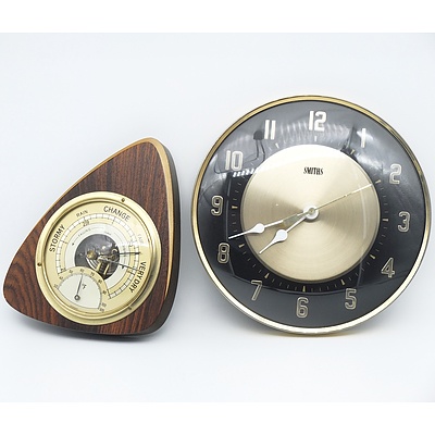 Smith Battery Wall Clock and German Gischard Weather Barometer