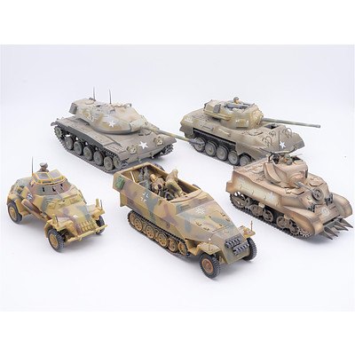 Group of Five 21st Century Toys Tanks and Armored Vehicles