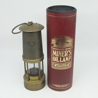 E. Thomas & Williams LTD. Authentic Brass Miners Oil Lamp with Case