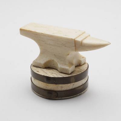 Antique Bone Paperweight Carved as a Miniature Anvil