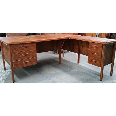 Cherry Wood Veneer Corner Desk
