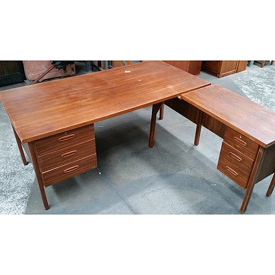 Cherry Wood Veneer Corner Desk