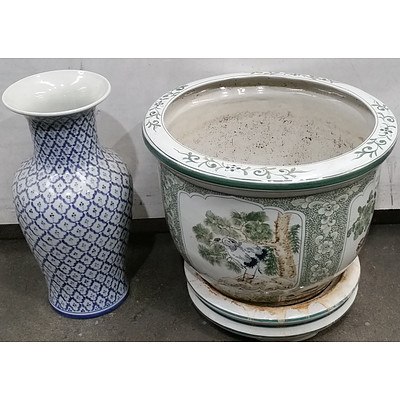 Ornate Ceramic Pot and Vase