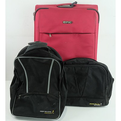 Group of Suitcases and Backpacks Including Johnny Walker, Cavalet, Epic and More