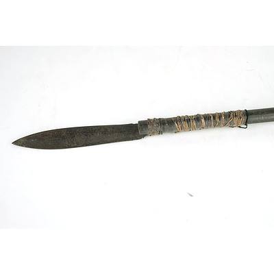 Dayak Ironwood Blowpipe with Iron Spear Tip, Indonesia Early 20th Century