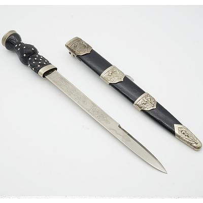 Scottish Dirk by Mole with Thistle Wrapped Leather Scabbard