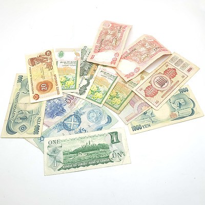 Group of International Notes, Including Scotland, Indonesia, Yugoslavia, Sri Lanka, Japan, Canada