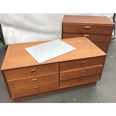 Hard Wood Chests of Drawers & Mirror
