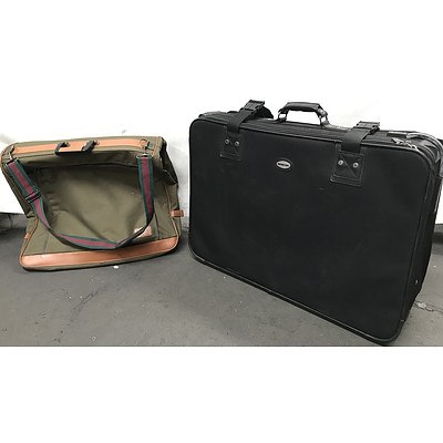 Monsac Black Suitcase with Elite Olive Garment Bag