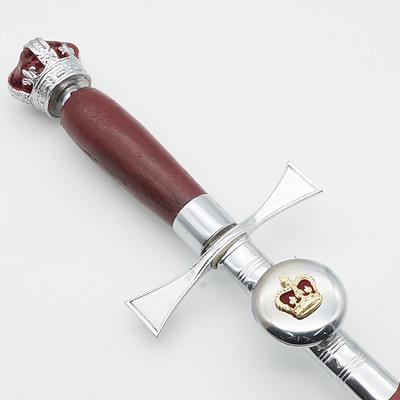 Toledo Ceremonial Sword with Crown Pommel and Red Leather Scabbard