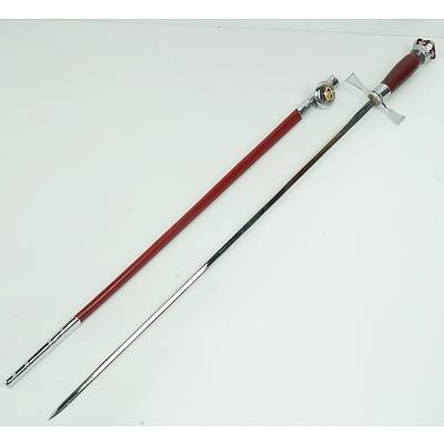 Toledo Ceremonial Sword with Crown Pommel and Red Leather Scabbard