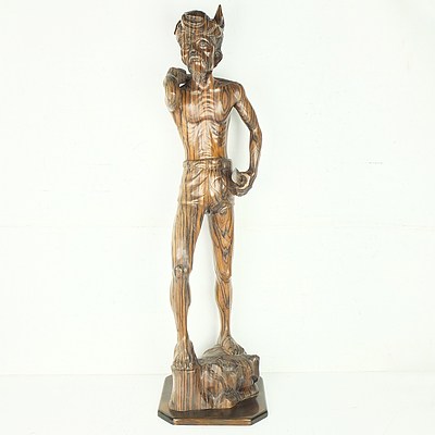 Large Balinese Carved Macassar Wood Male Figure