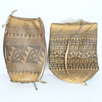 Two Tribal Woven Cane Bags