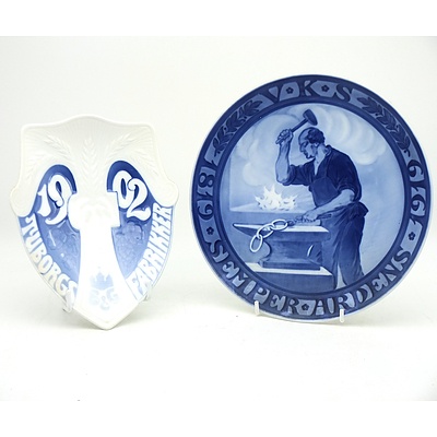 1902 Bing & Grøndahl Dish and 1919 Royal Copenhagen Memorial Plate