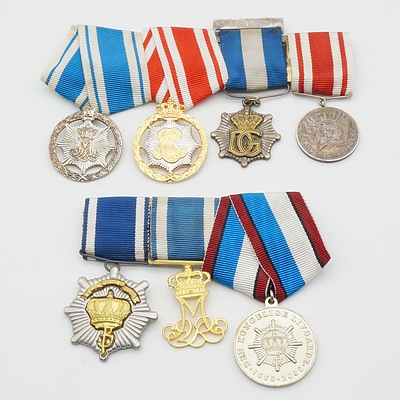 Two Mounted Bars of Danish Medals